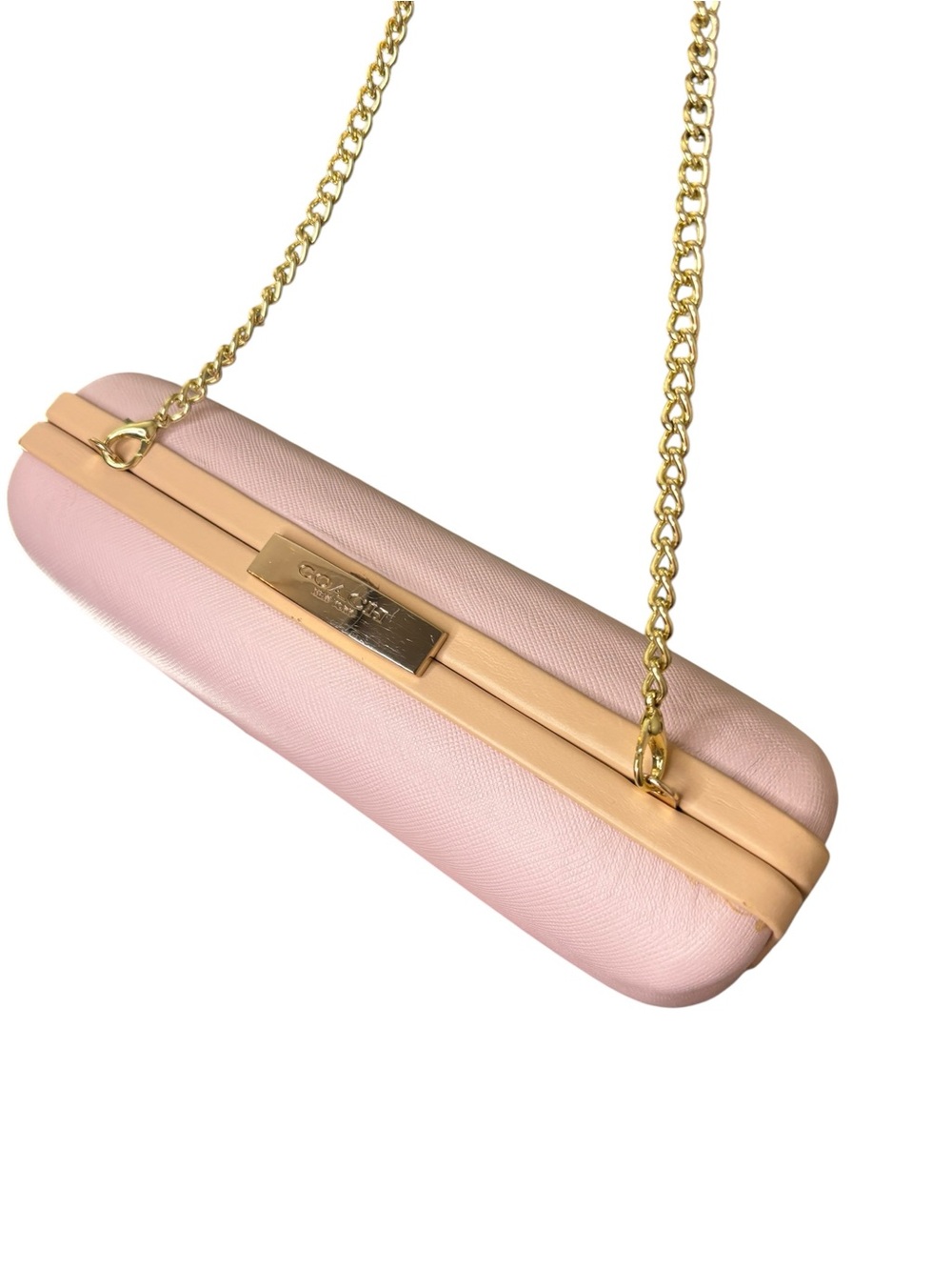 Coach Pink Saffiano Leather Clutch with Gold Chain - Picture 7 of 7